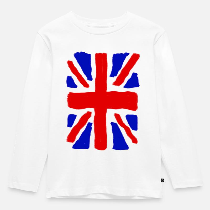 Union Jack - Kinder Premium Bio Langarmshirt - Weiß