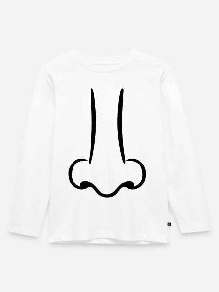 Nase - Kinder Premium Bio Langarmshirt - Weiß