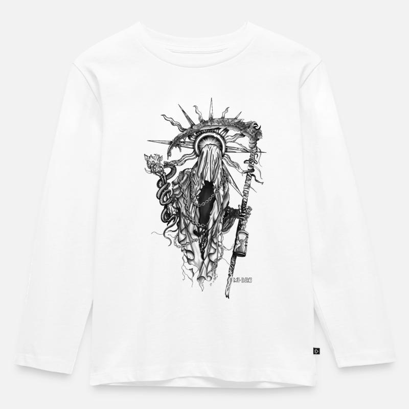 Time is up - Kinder Premium Bio Langarmshirt - Weiß