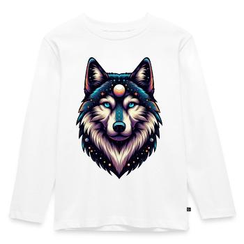 Spiritual Wolf - Kids' Premium Longsleeve Shirt - white - Front - AI Model Kid Female (0cm)