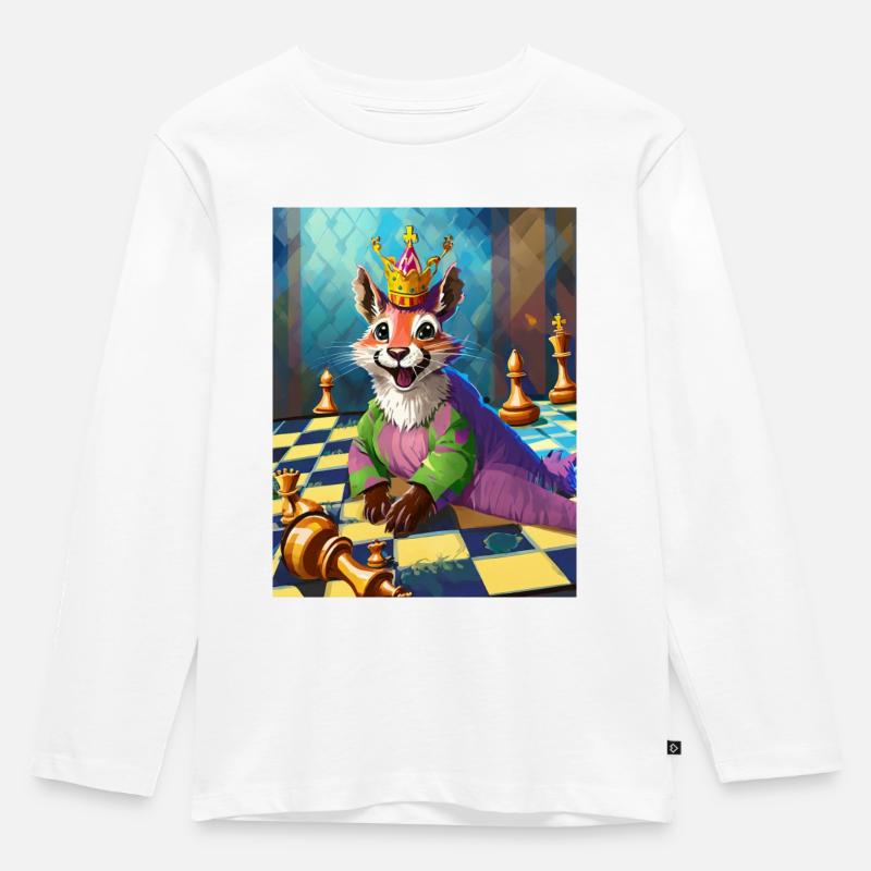 Fuchs Schach - Kinder Premium Bio Langarmshirt - Weiß