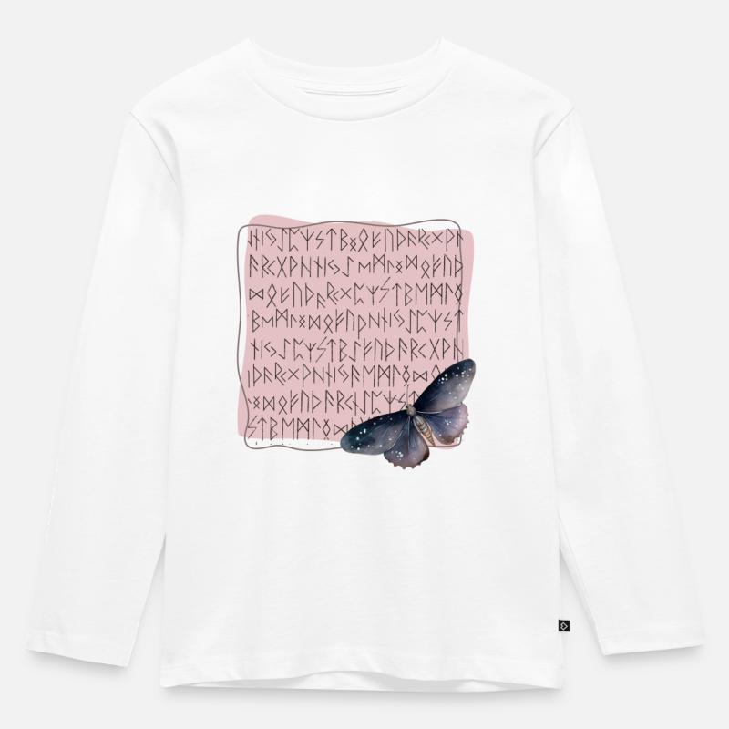 Nordic runes and a moth - Kinder Premium Bio Langarmshirt - Weiß