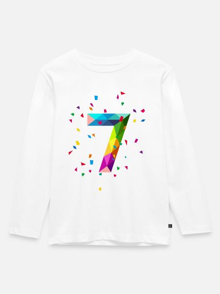 Geburtstag birthday Shirt 7 sieben seven Kids - Kinder Premium Bio Langarmshirt - Weiß