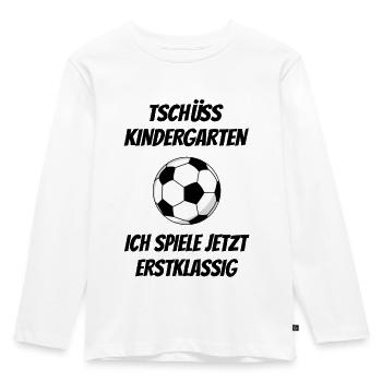 Einschulung Erste Klasse Fußball Lustiger Spruch - Kinder Premium Bio Langarmshirt - Weiß - Vorne - AI Model Kid Female (0cm)