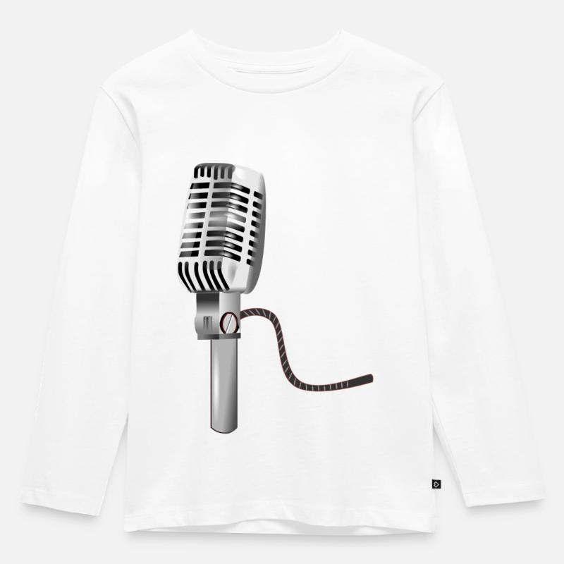 Mikrofon - Kinder Premium Bio Langarmshirt - Weiß