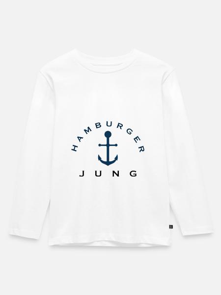 Hamburg Hamburger Jung Spruch - Kinder Premium Bio Langarmshirt - Weiß