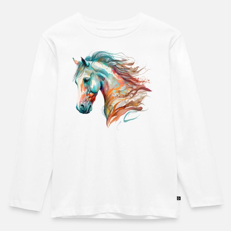Bezauberndes Pferd - Kinder Premium Bio Langarmshirt - Weiß