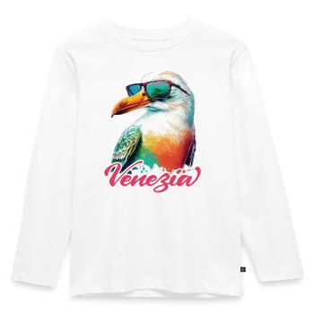Venise Italie vacances mouette fraîche avec lunettes de soleil - T-shirt manches longues Premium Enfant - blanc - Devant - AI Model Kid Female (0cm)