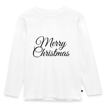 Merry Christmas Calligraphy - Kids' Premium Longsleeve Shirt - white - Front - AI Model Kid Female (0cm)