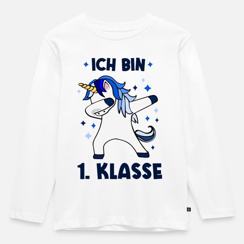 Ich Bin 1 Klasse Einschulung Grundschule - Kinder Premium Bio Langarmshirt - Weiß