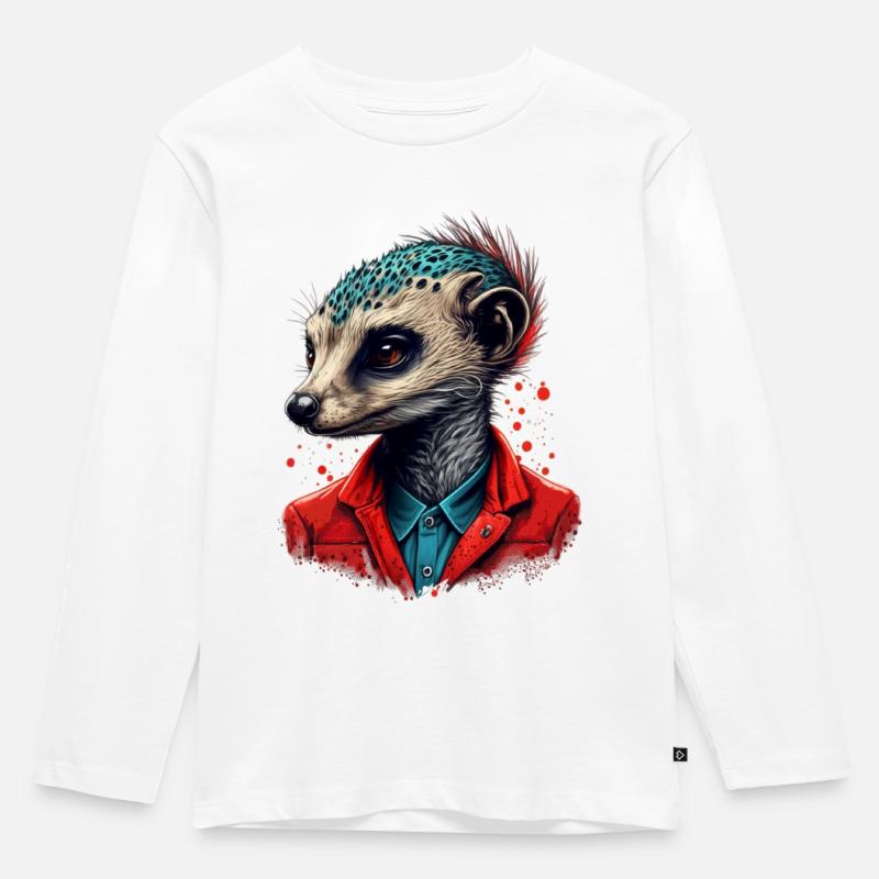Erdmännchen - Kinder Premium Bio Langarmshirt - Weiß