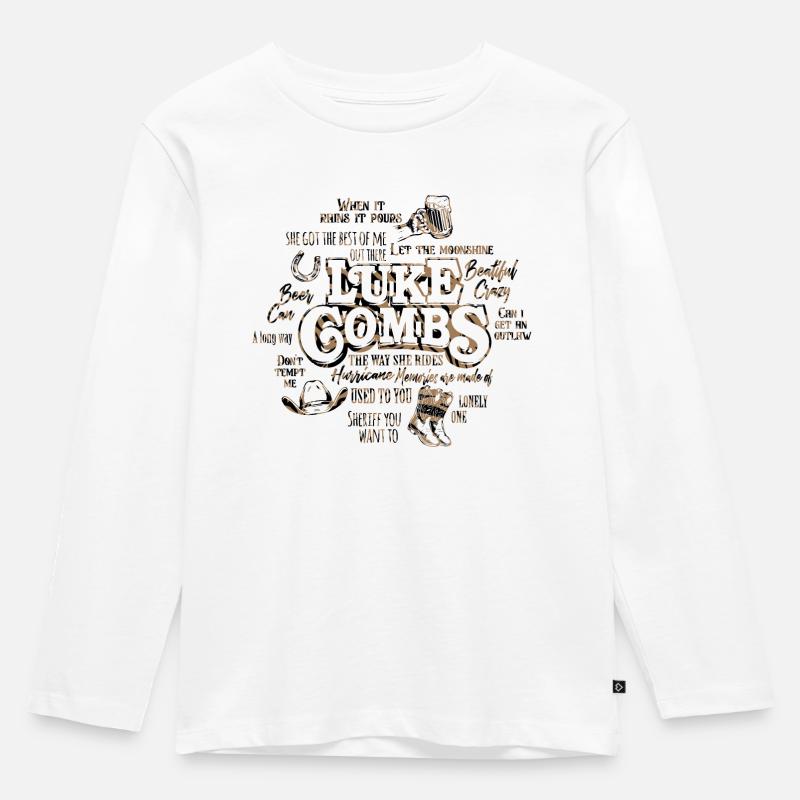 Combs Songs 3 - Kinder Premium Bio Langarmshirt - Weiß