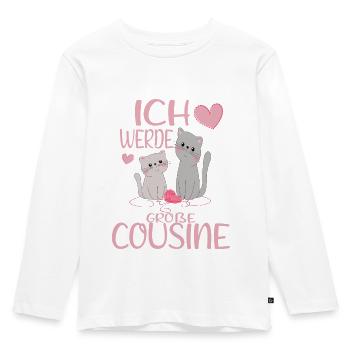 Ich werde große Cousine - Kinder Premium Bio Langarmshirt - Weiß - Vorne - AI Model Kid Female (0cm)