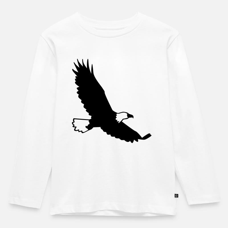 Adler - Kinder Premium Bio Langarmshirt - Weiß