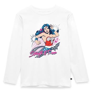 Wonder Woman Strength & Power - Kinder Premium Bio Langarmshirt - Weiß - Vorne - AI Model Kid Female (0cm)