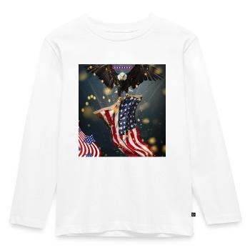 USA, American Eagle - Kids' Premium Longsleeve Shirt - white - Front - AI Model Kid Female (0cm)
