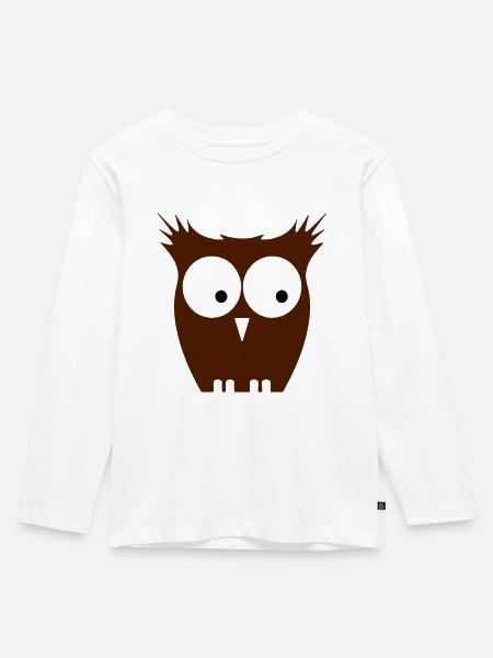eule braun - Kinder Premium Bio Langarmshirt - Weiß