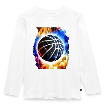 Kosmischer Basketball - Kinder Premium Bio Langarmshirt - Weiß - Vorne - AI Model Kid Female (0cm)