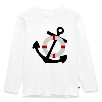 Anker mit Rettungsring - Kinder Premium Bio Langarmshirt - Weiß - Vorne - AI Model Kid Female (0cm)