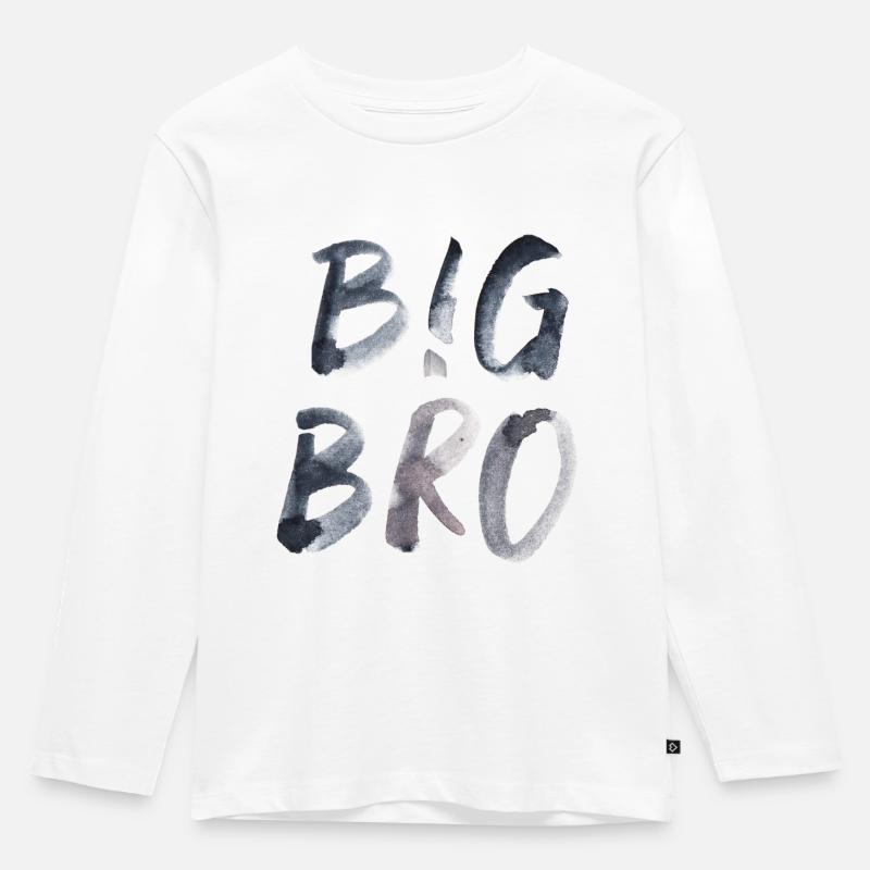 big bro großer Bruder Schrift Kinder Spruch - Kinder Premium Bio Langarmshirt - Weiß