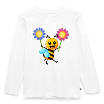 Cartoon Bumble Bee - Kids' Premium Longsleeve Shirt - white - Front - AI Model Kid Female (0cm)