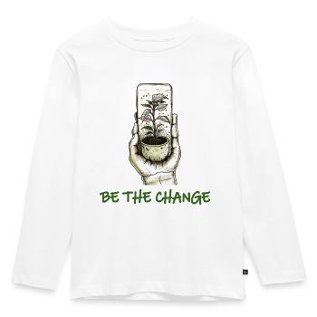 Be the change - Kids' Premium Longsleeve Shirt - white - Front - AI Model Kid Female (0cm)