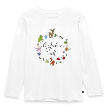 sechster Geburtstag - Kinder Premium Bio Langarmshirt - Weiß - Vorne - AI Model Kid Female (0cm)