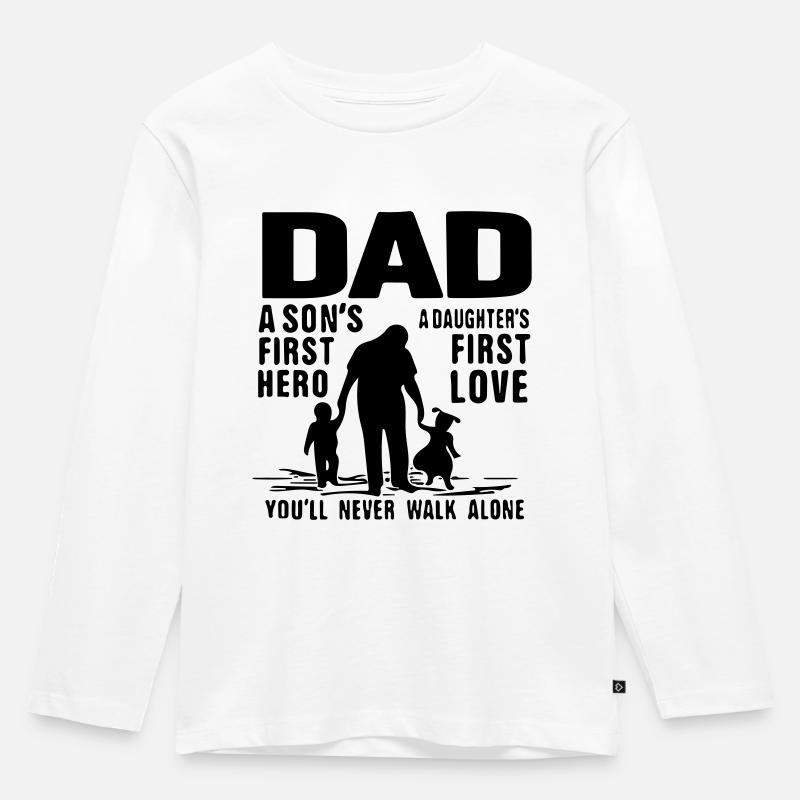 Papa, der erste Held eines Sohnes, die erste Liebe einer Tochter - Kinder Premium Bio Langarmshirt - Weiß