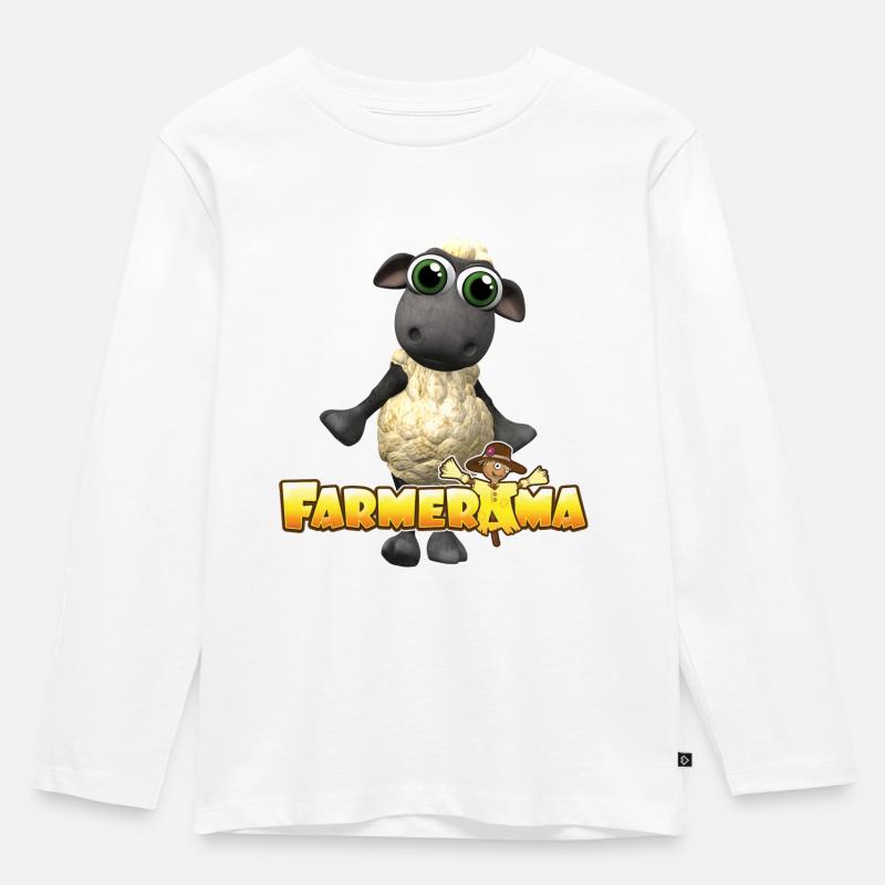 Farmerama Logo mit Schaf - Kinder Premium Bio Langarmshirt - Weiß