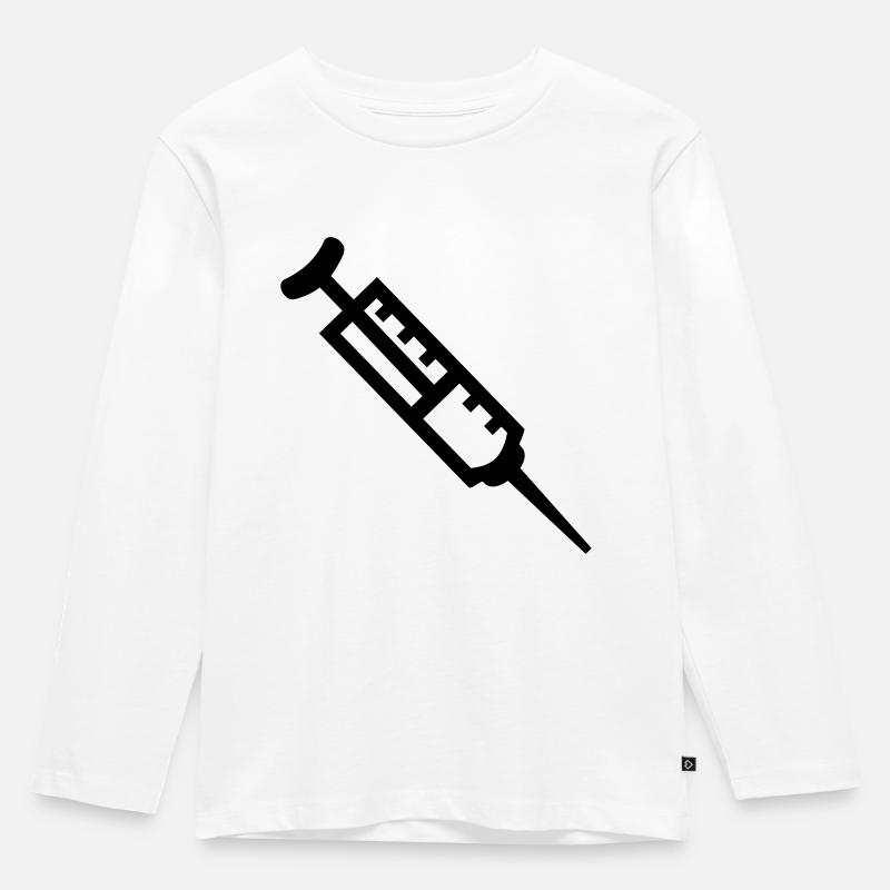 Spritze - Kinder Premium Bio Langarmshirt - Weiß