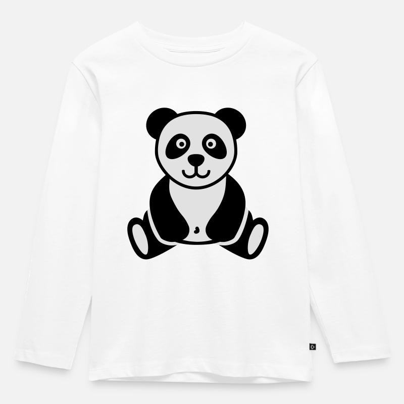 Panda - Kinder Premium Bio Langarmshirt - Weiß