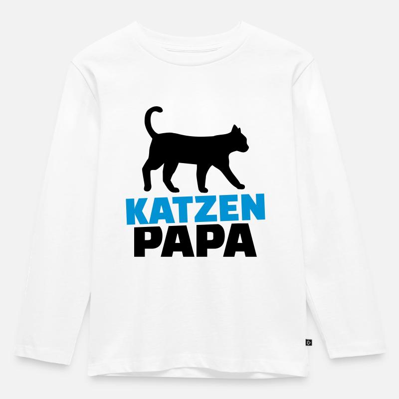 Katze - Kinder Premium Bio Langarmshirt - Weiß