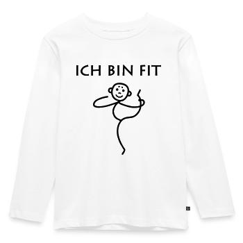 Strichmännchen - Ich bin fit - Kinder Premium Bio Langarmshirt - Weiß - Vorne - AI Model Kid Female (0cm)