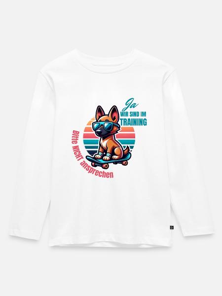 Hunde Training - Kinder Premium Bio Langarmshirt - Weiß