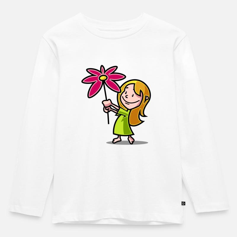 Blumenkind - Kinder Premium Bio Langarmshirt - Weiß