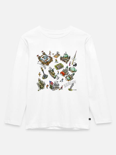 Berlin-Design - Kinder Premium Bio Langarmshirt - Weiß