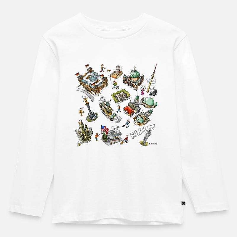 Berlin-Design - Kinder Premium Bio Langarmshirt - Weiß