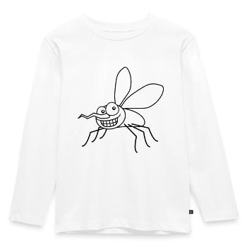 grin_mosquito_1c - Kinder Premium Bio Langarmshirt - Weiß - Vorne - AI Model Kid Female (0cm)