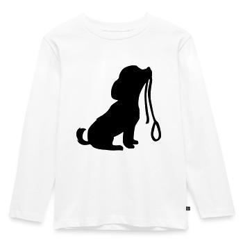 Baby Dog With Leash - Kids' Premium Longsleeve Shirt - white - Front - AI Model Kid Female (0cm)