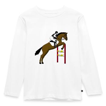 Springreiten 1 - Kinder Premium Bio Langarmshirt - Weiß - Vorne - AI Model Kid Female (0cm)