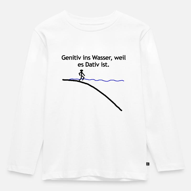 Genitiv - Kinder Premium Bio Langarmshirt - Weiß