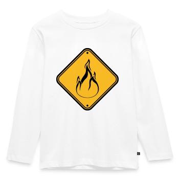 note shield warning caution caution hazard feu - Kids' Premium Longsleeve Shirt - white - Front - AI Model Kid Female (0cm)