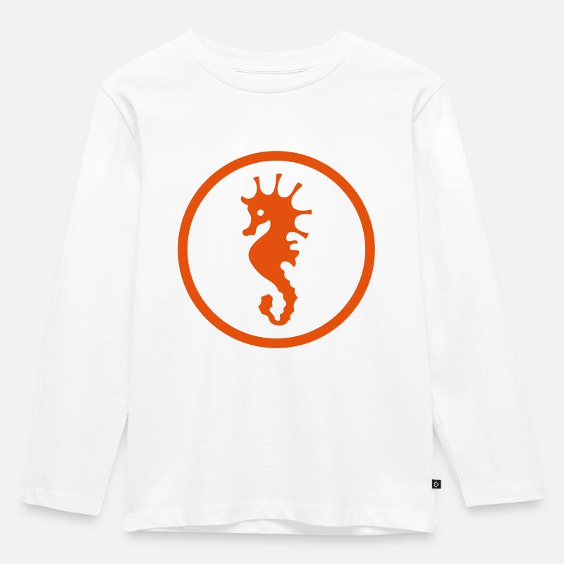 Seepferdchen - Kinder Premium Bio Langarmshirt - Weiß