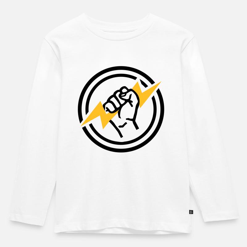 Blitz - Kinder Premium Bio Langarmshirt - Weiß