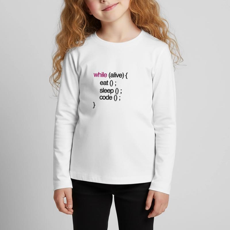 while alive code Computer scientist programming coding Kids' Premium Longsleeve Shirt