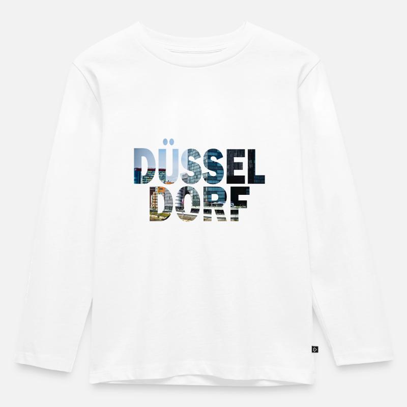 Düsseldorf Stadt - Kinder Premium Bio Langarmshirt - Weiß