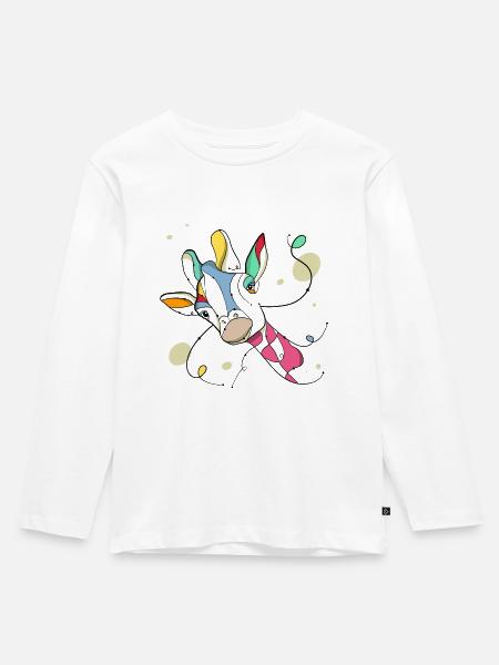 Giraffe - Kinder Premium Bio Langarmshirt - Weiß