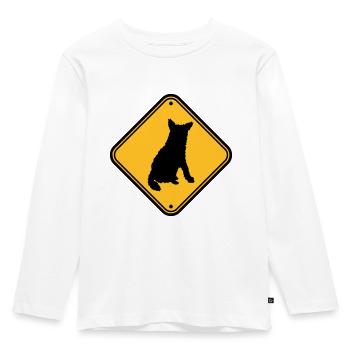 Attention chien mordant - T-shirt manches longues Premium Enfant - blanc - Devant - AI Model Kid Female (0cm)