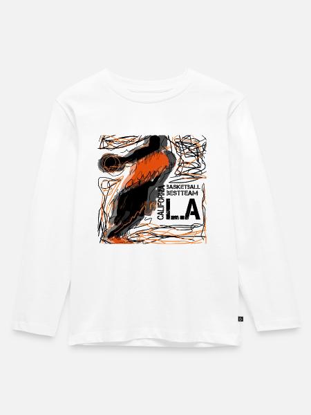Basketball - Kinder Premium Bio Langarmshirt - Weiß