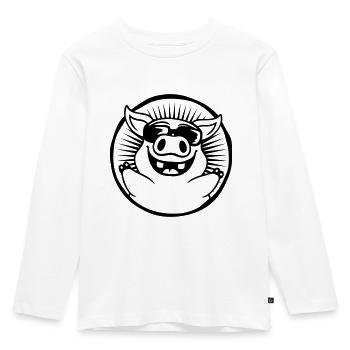 Round Cool Sunglasses Pig - Kids' Premium Longsleeve Shirt - white - Front - AI Model Kid Female (0cm)